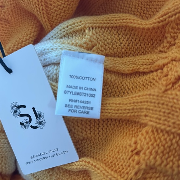 🩷🤍🧡 Sincerely Jules Cable Knit Cable Crop Sweater Pink White Orange L - Picture 5 of 5